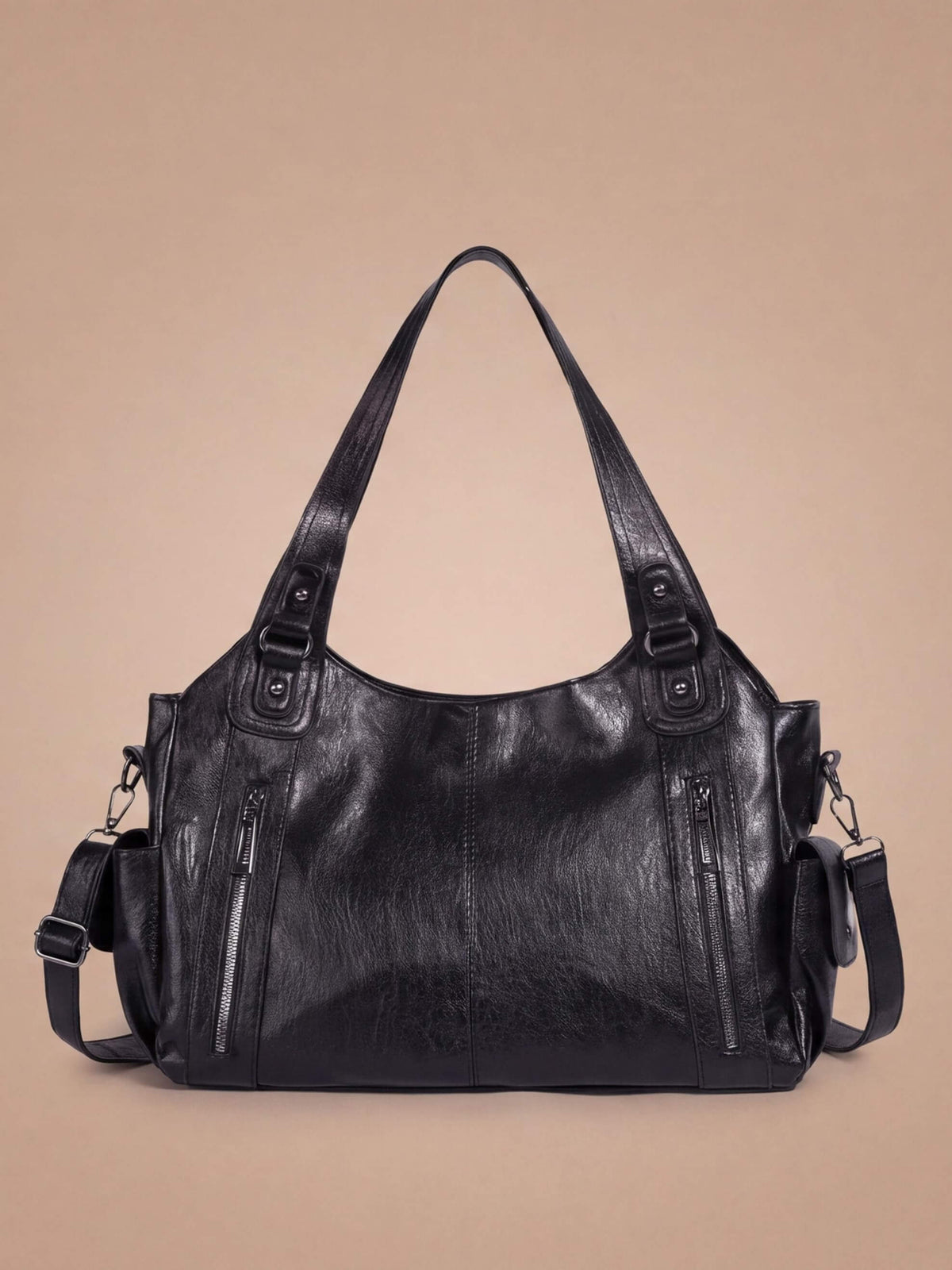 Women’s Structured Zip Pocket Shoulder Bag