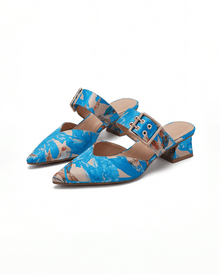 Women’s Slingback Block Heels- Buckle Strap