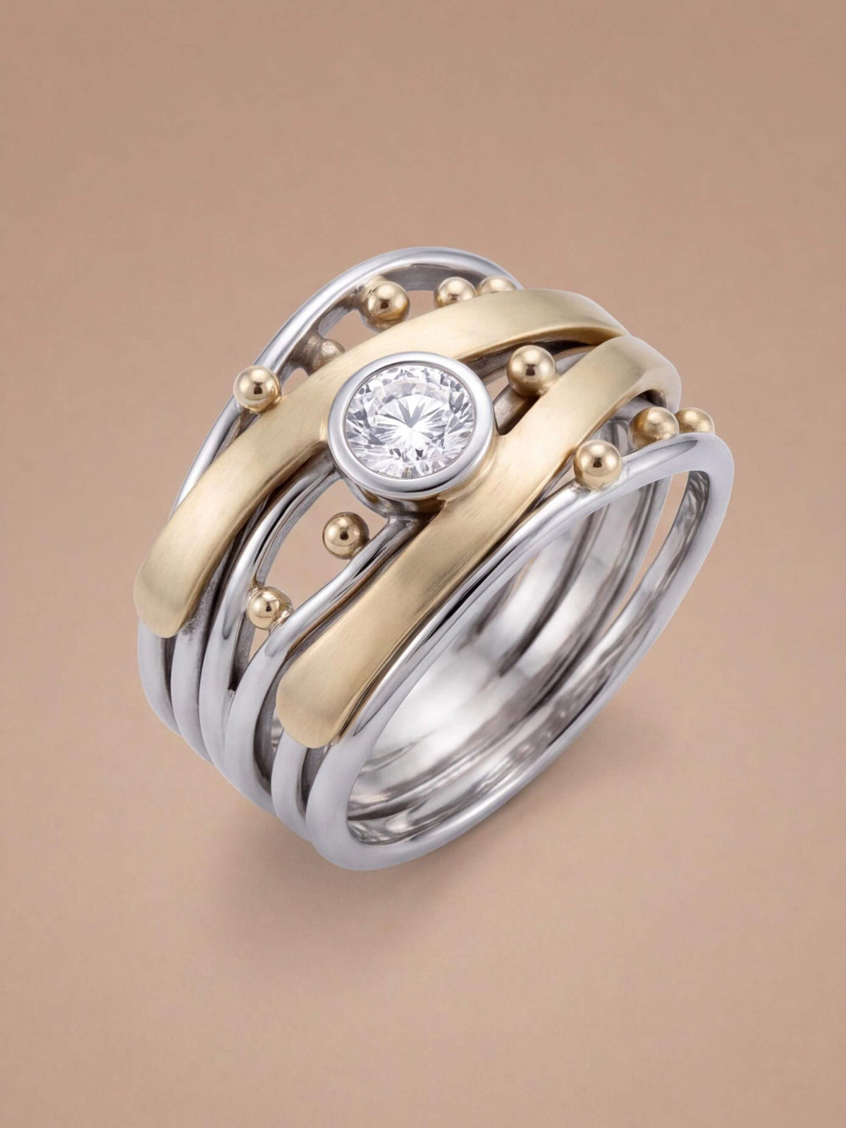 Women’s Layered Gold-Tone Beaded Ring
