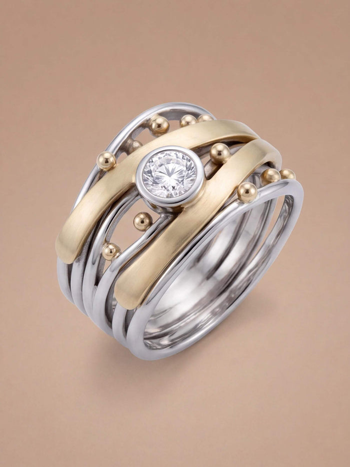 Women’s Layered Gold-Tone Beaded Ring