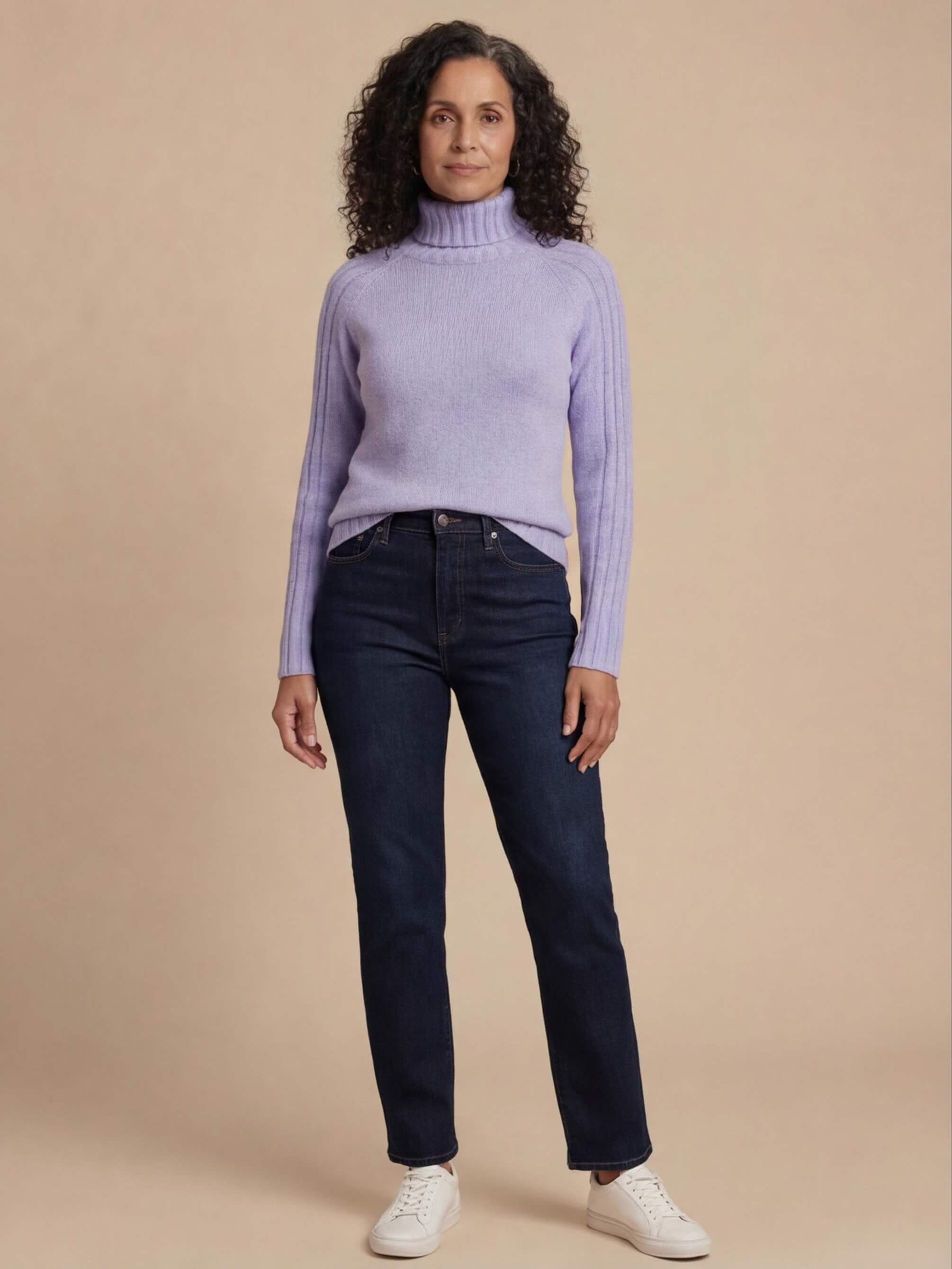 Women’s High-Neck Knit Sweater – Soft Texture & Elegant Everyday Fit