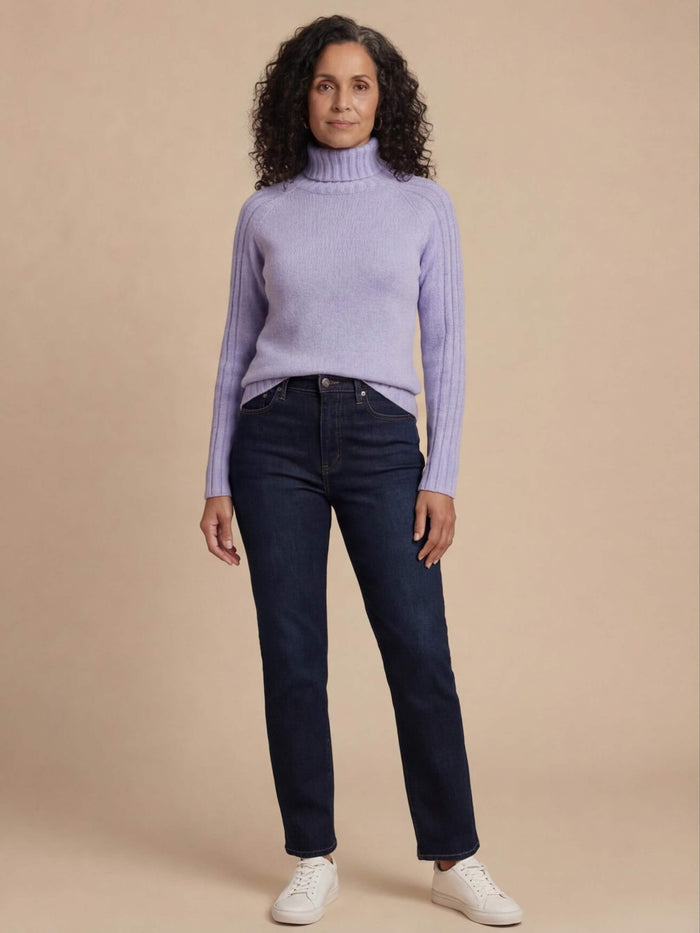 Women’s High-Neck Knit Sweater – Soft Texture & Elegant Everyday Fit
