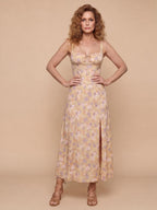 Elegant Floral Corset Midi Dress – Feminine & Flattering