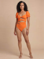 Women’s Puff Sleeve Cut-Out One-Piece Swimsuit