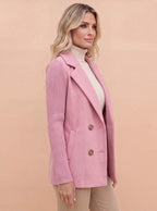 Women’s Double-Breasted Knit Sleeve Blazer