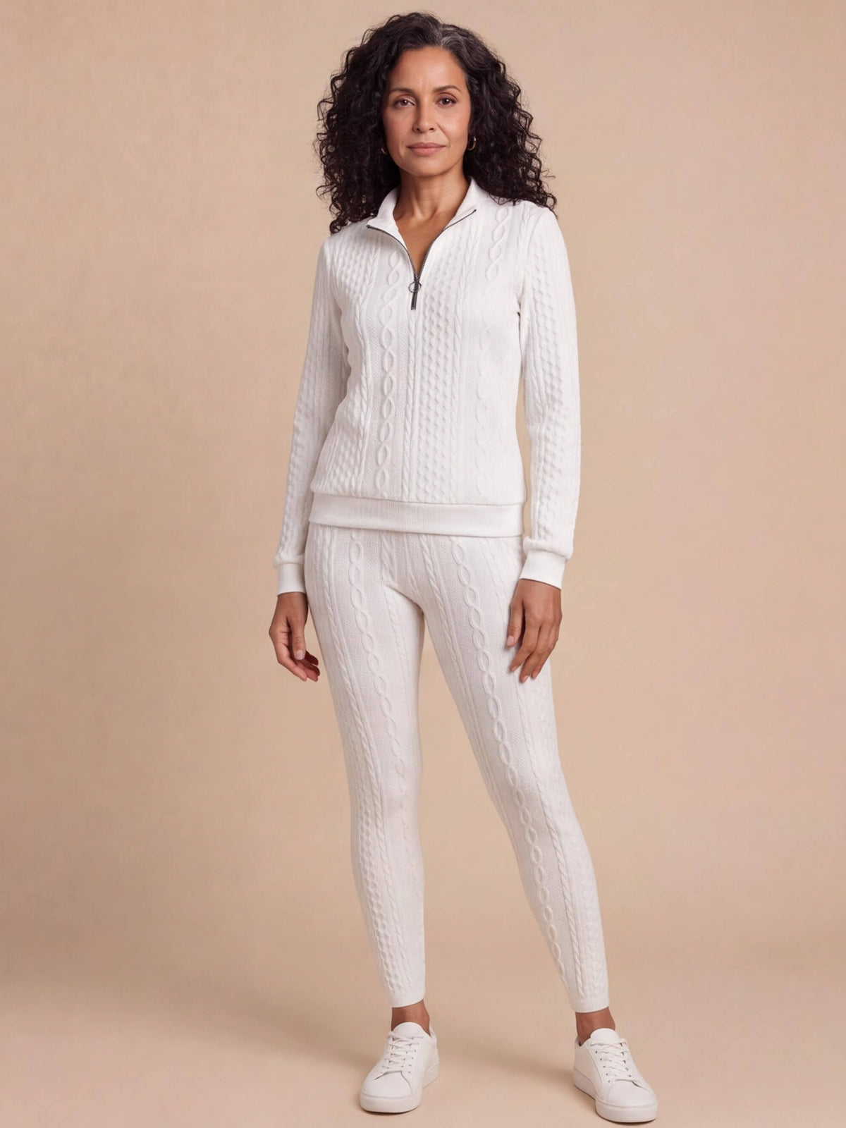 Women’s Textured Cable-Knit Half-Zip Sweatshirt