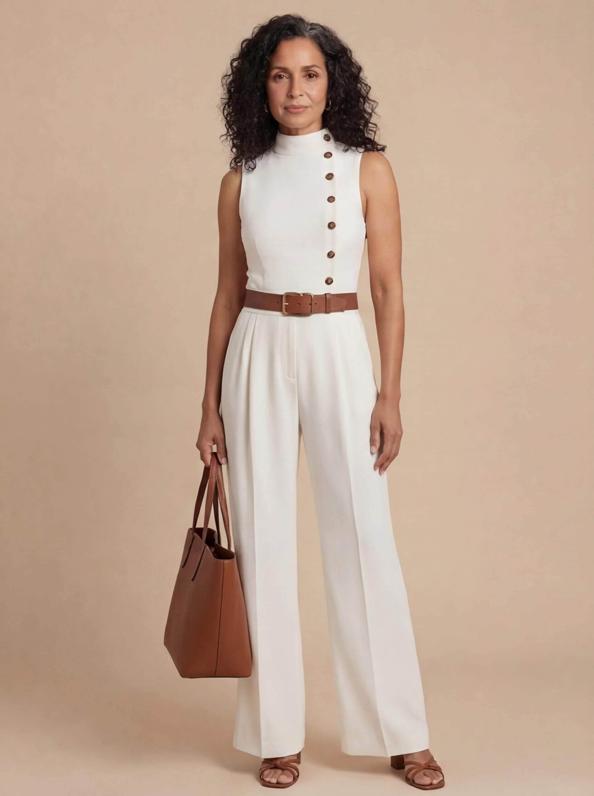 Women’s Sleeveless Wide-Leg Jumpsuit – Modern Elegance & Clean Lines