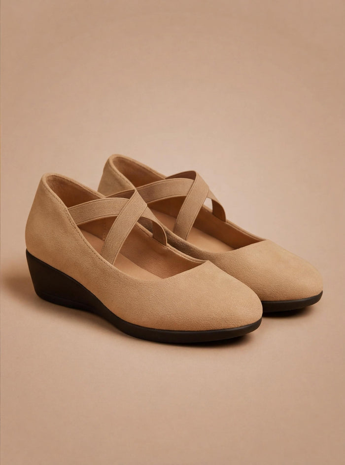 Women’s Shoes – Comfortable Wedge Heels with Cross-Strap Design