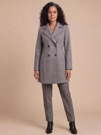 Women’s Double-Breasted Longline Coat with Wide Lapels