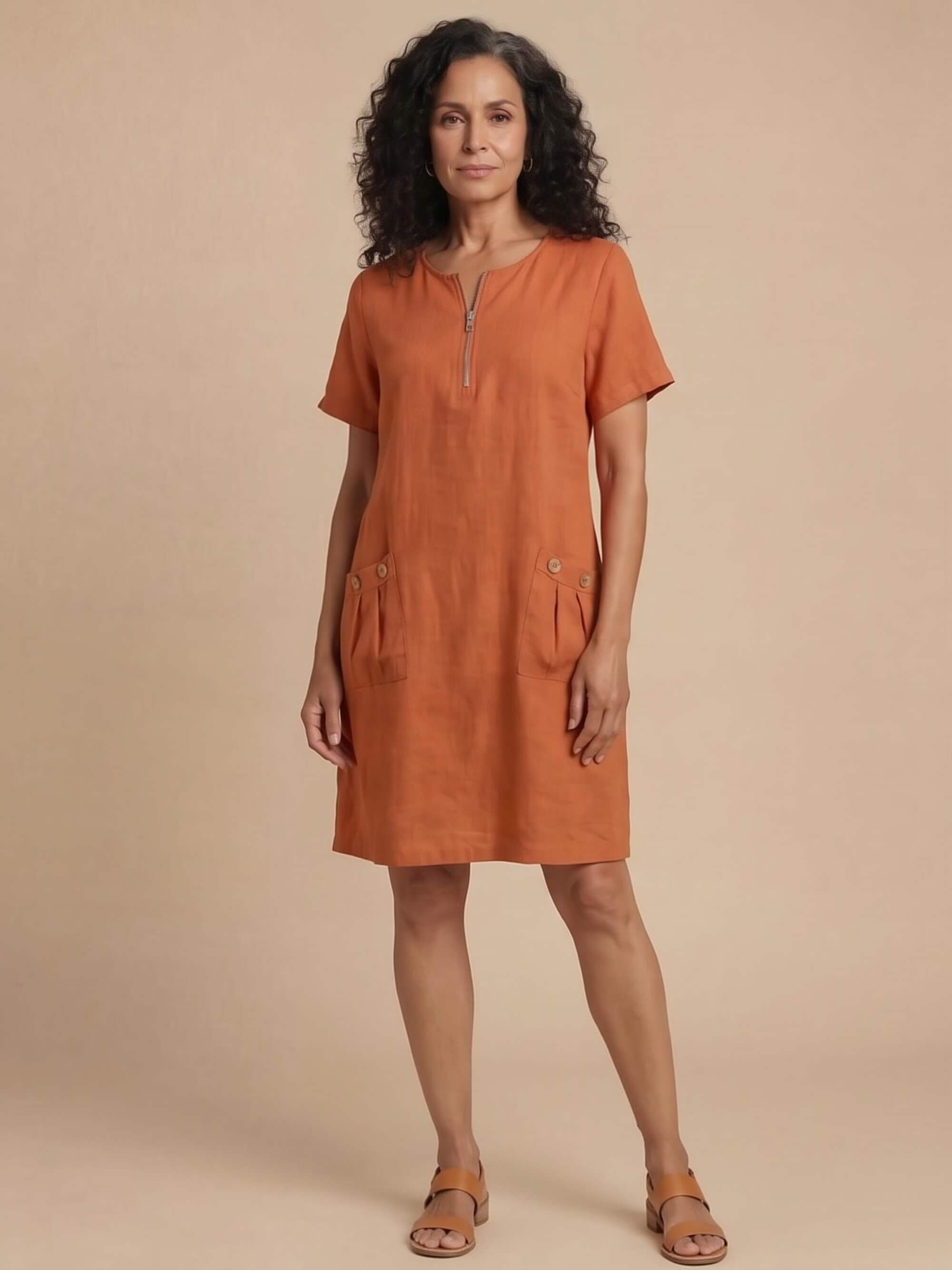 Women’s Zip Neck Pocket Mini Dress