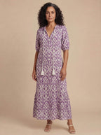 Women’s Dress – Boho Maxi Dress with Tassel Detail