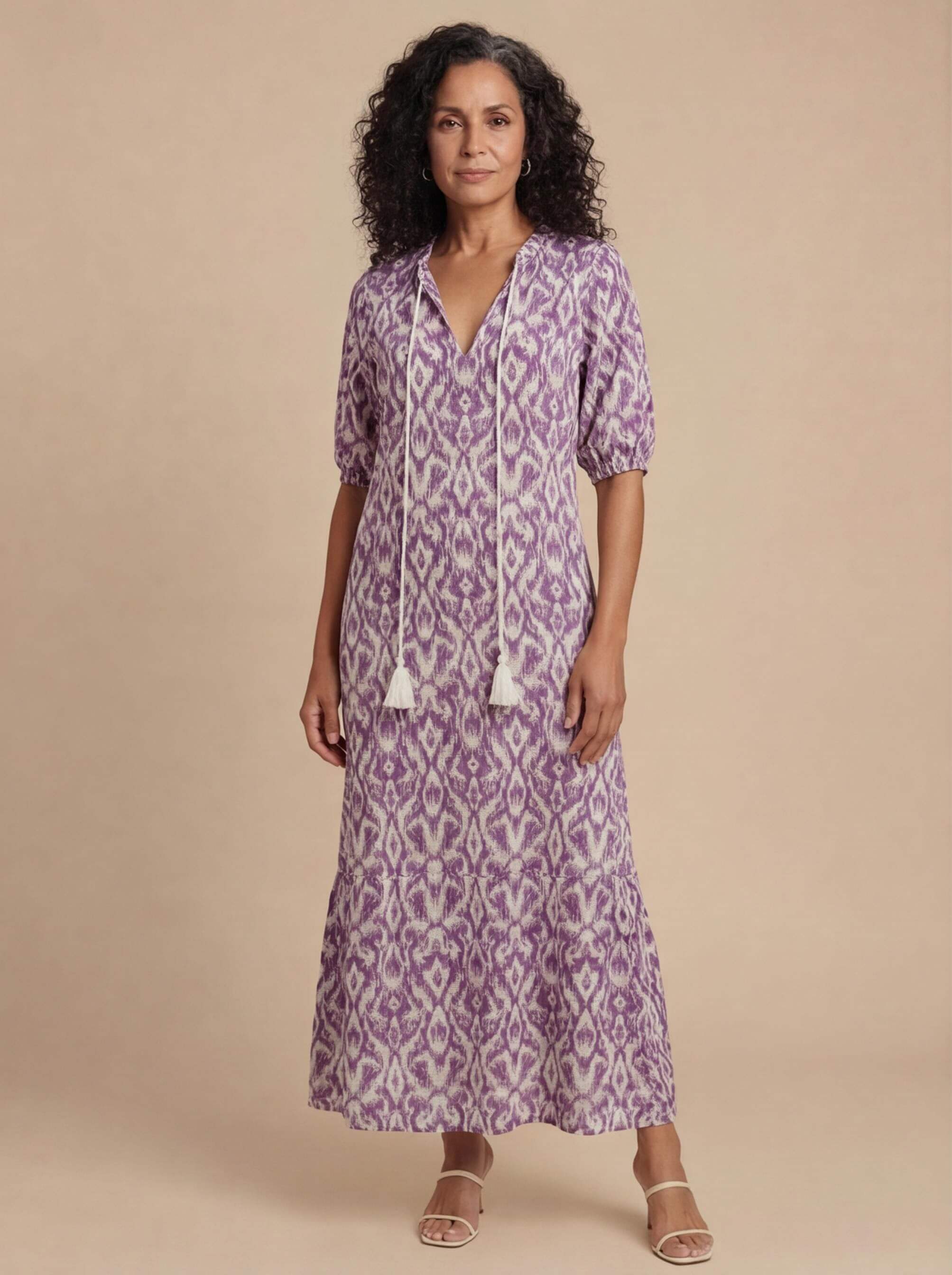 Women’s Dress – Boho Maxi Dress with Tassel Detail