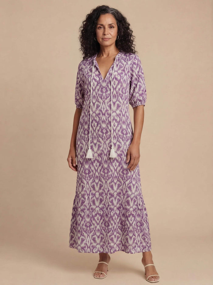 Women’s Dress – Boho Maxi Dress with Tassel Detail