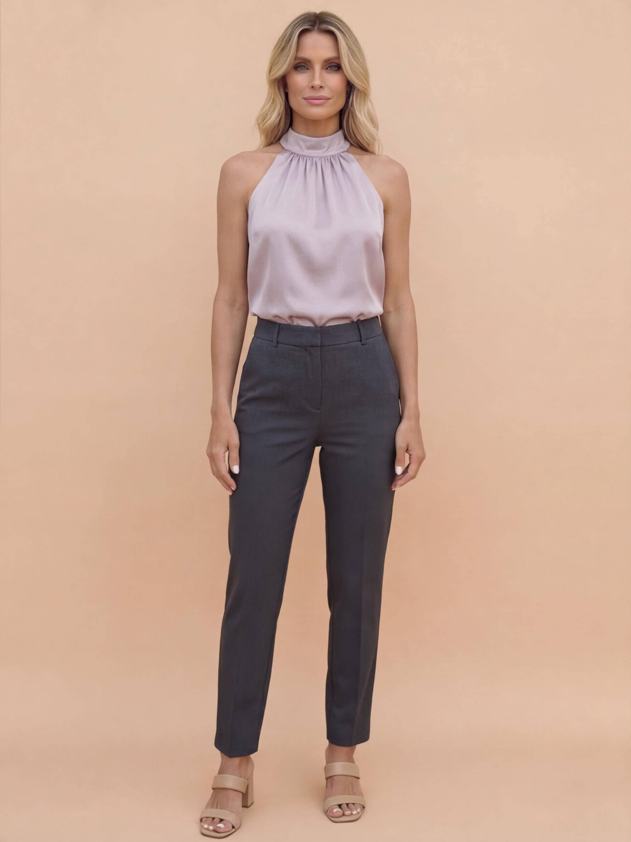 Women’s Satin High Neck Blouse – Elegant & Refined Style