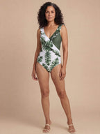 Women’s Ruffle V-Neck One-Piece Swimsuit