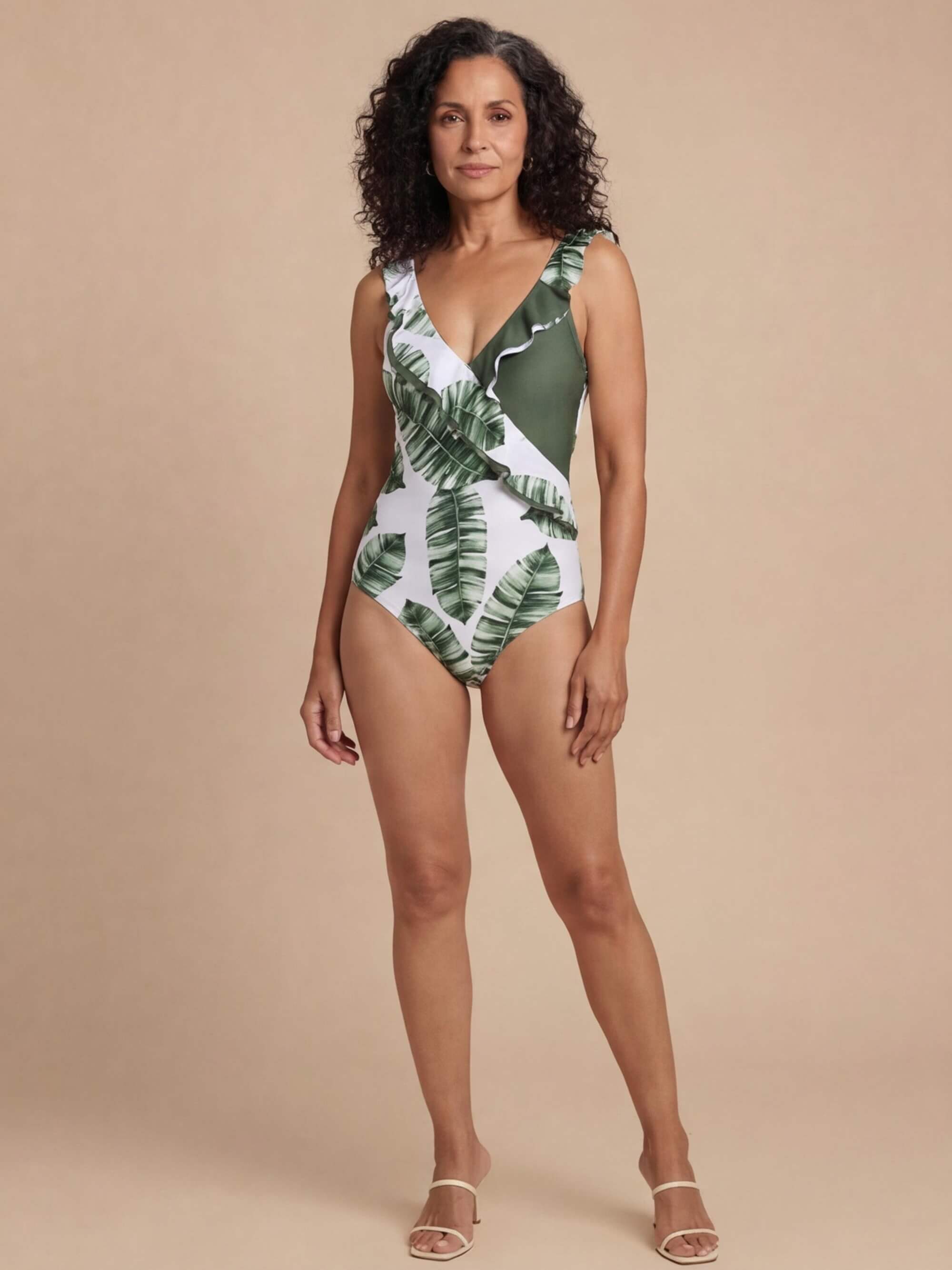 Women’s Ruffle V-Neck One-Piece Swimsuit