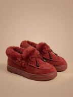Women’s Wide-Fit Winter Slip-On Shoes – Faux-Fur Trim