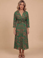 Women’s Dress – Printed Twist-Front Maxi Dress
