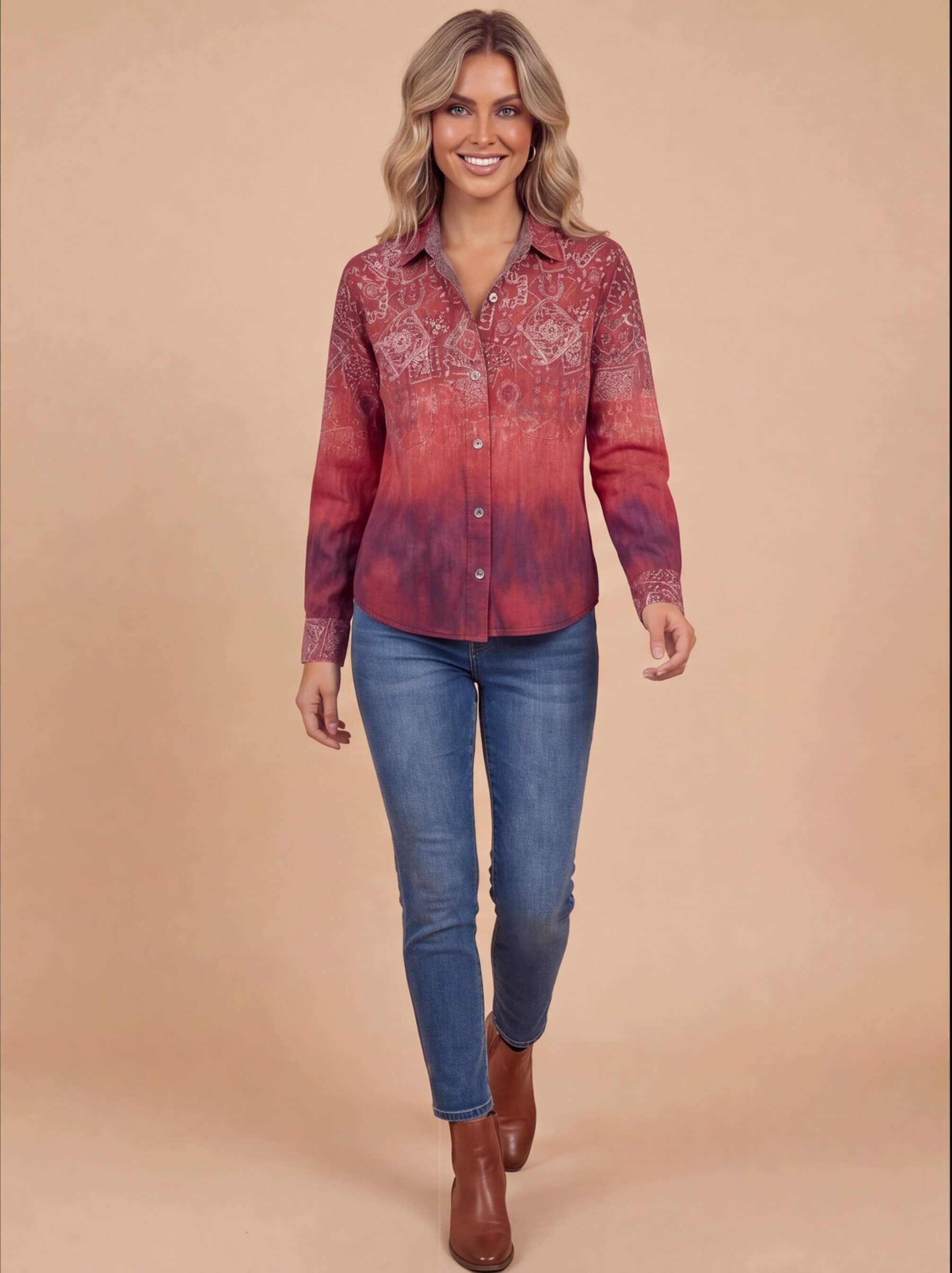 Women’s Top – Vintage Floral Printed Blouse