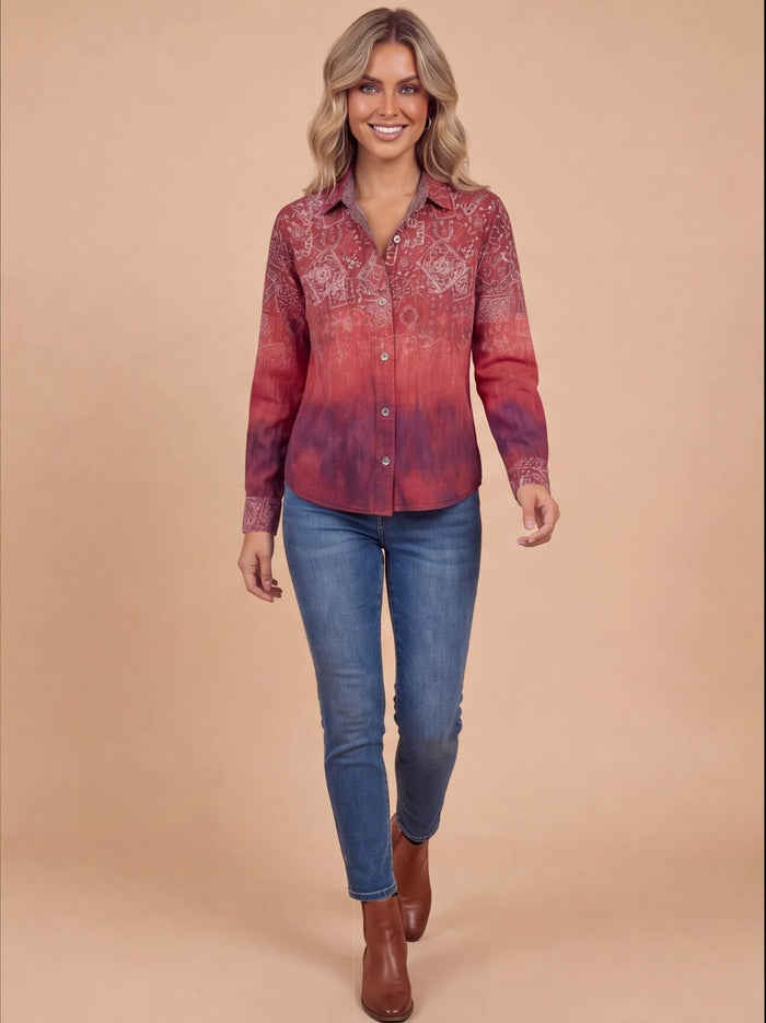 Women’s Top – Vintage Floral Printed Blouse