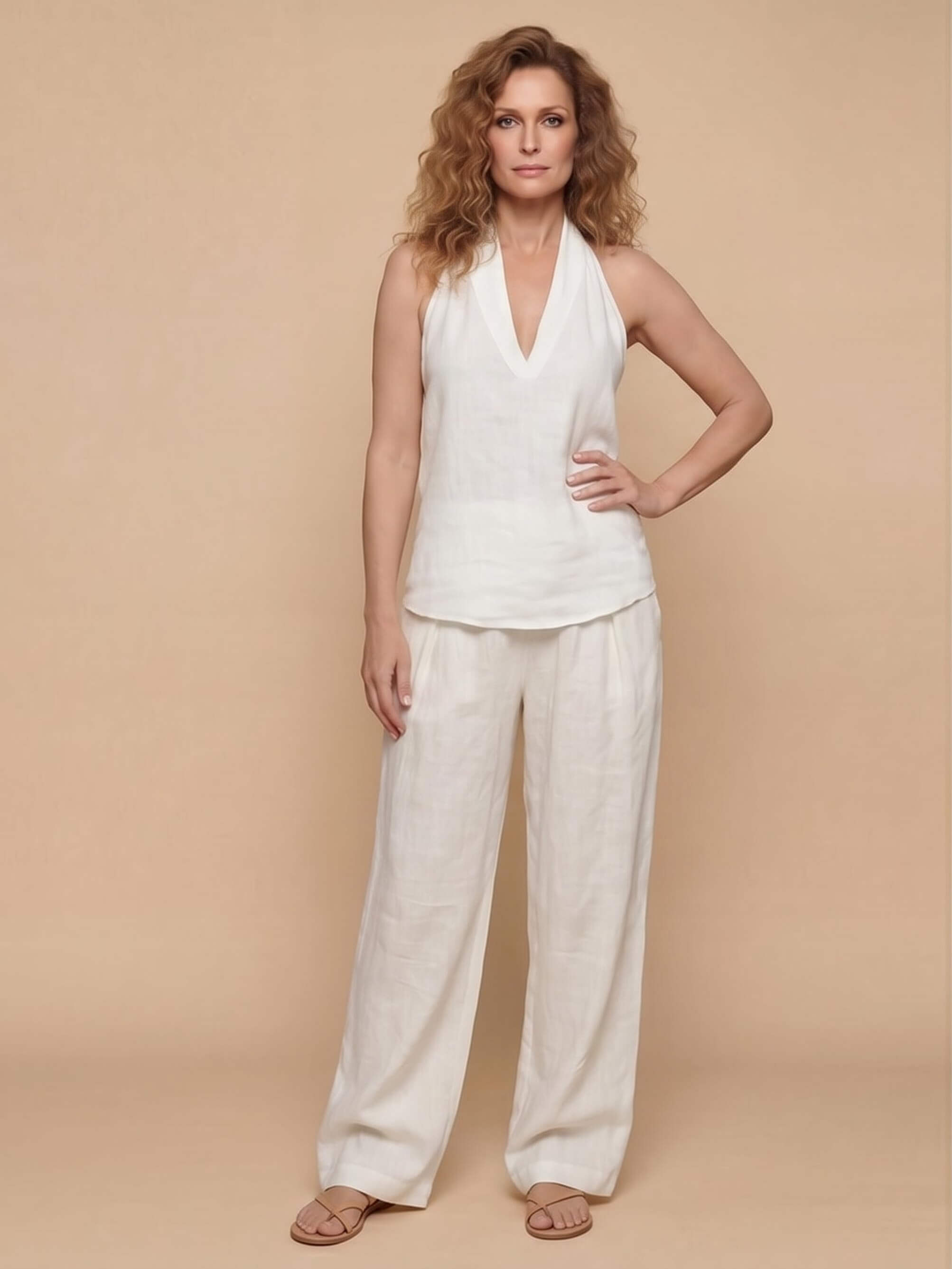 Women’s Halter Top and Wide-Leg Trouser Set