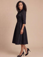 Women’s Wrap Midi Dress with Flared Skirt