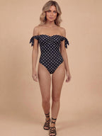 Women’s Polka Dot Off-Shoulder One-Piece Swimsuit