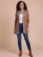 Women’s Denim Trim Button-Up Cardigan