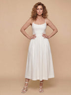Women’s Dress – Flowing Midi Dress with Thin Straps