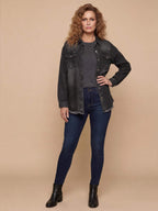 Women’s Washed Denim Jacket – Frayed Hem & Relaxed Street Style Fit
