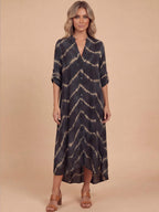 Women’s Boho Striped Maxi Dress – Effortless Flow & Elegance