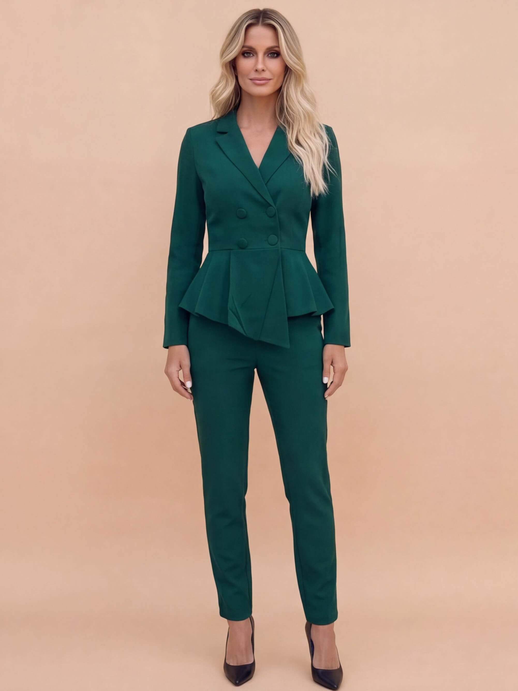 Claudia Peplum Suit – Green