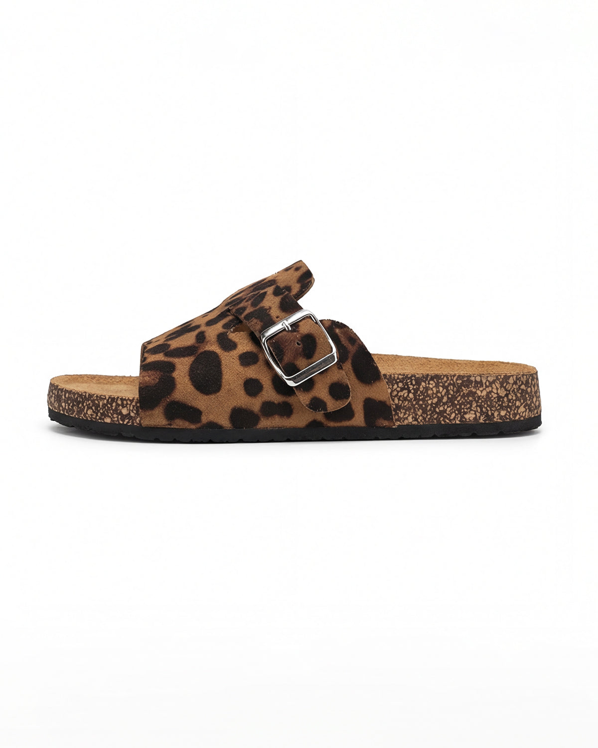 Women’s Buckle Slide Sandals- Leopard Print