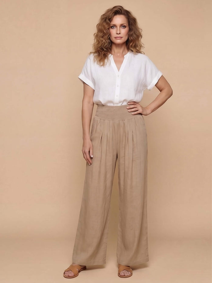 Women’s Smocked Waist Wide-Leg Trousers