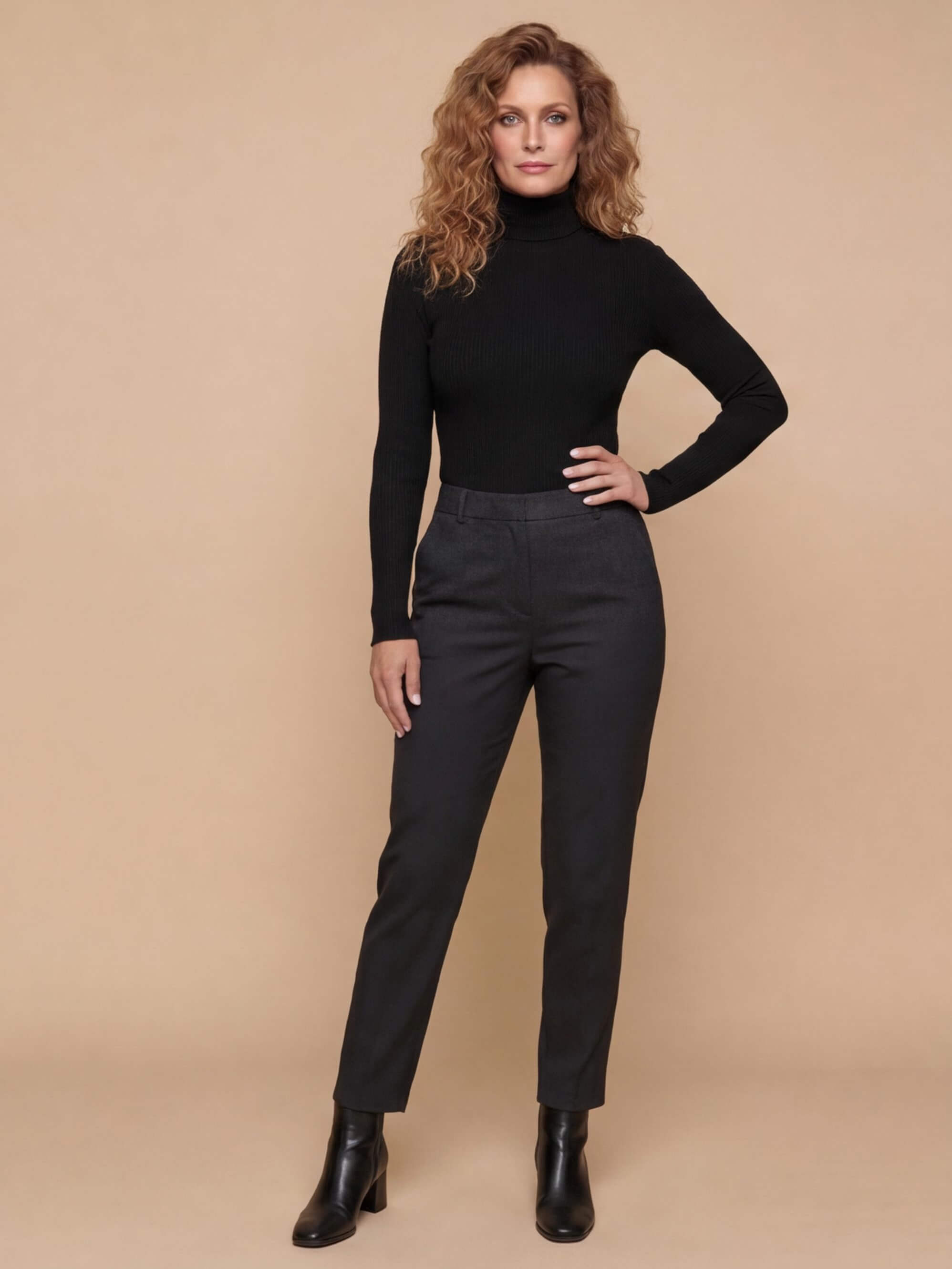 Women’s Ribbed Turtleneck Sweater – Slim Fit, Soft Stretch & Winter-Ready Layer
