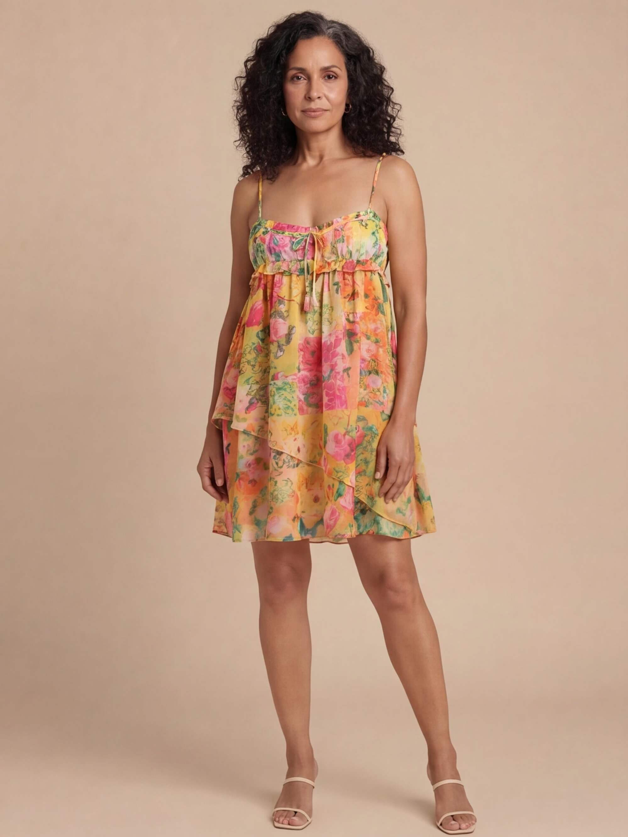 Women’s Floral Mini Dress – Tiered Summer Silhouette