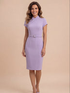 Cap Sleeve Midi Dress with Wrap Neckline