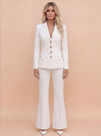 Tailored Denim Blazer & Flared Pants Set