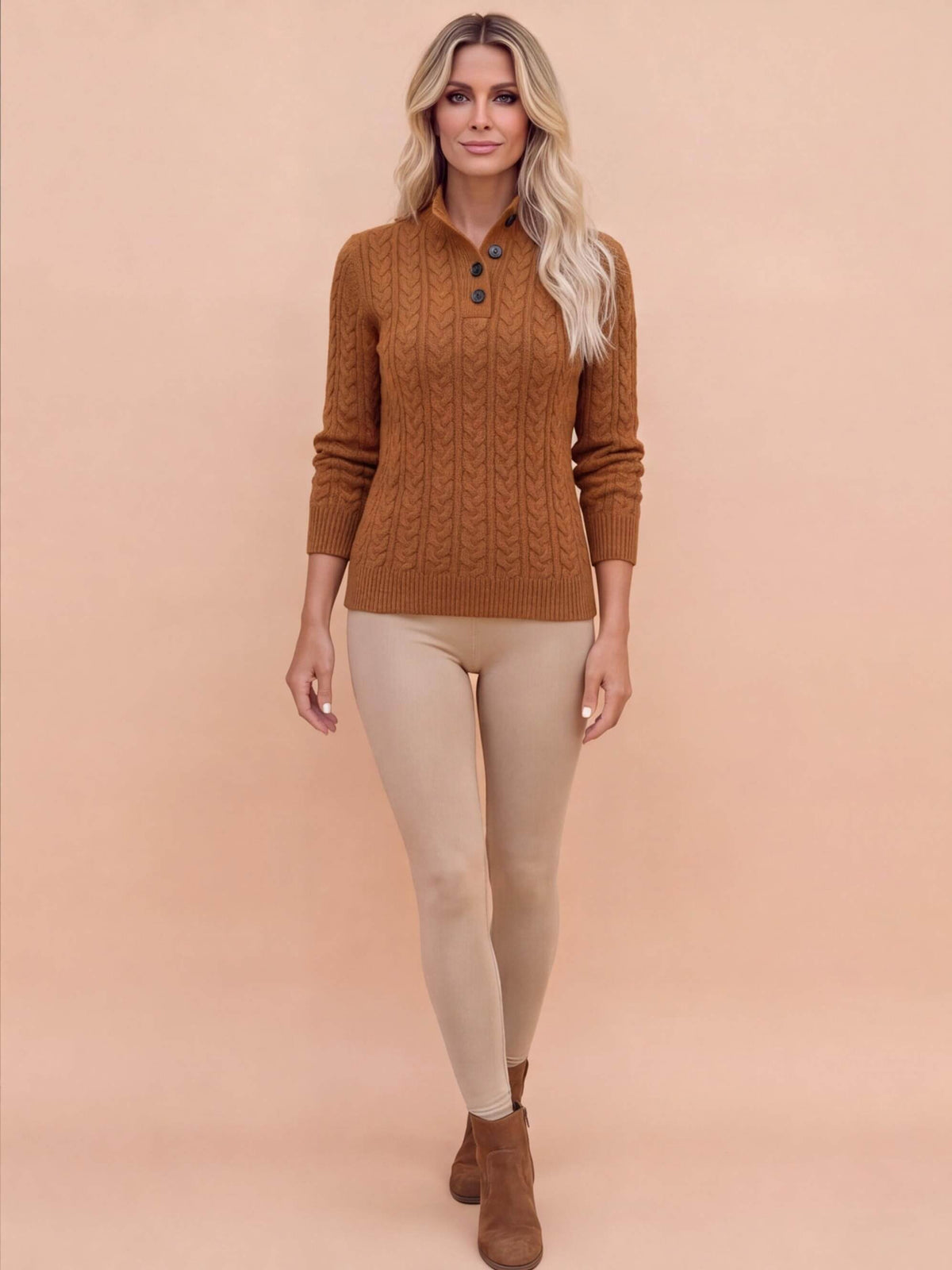Women’s Cable Knit Button-Up Sweater