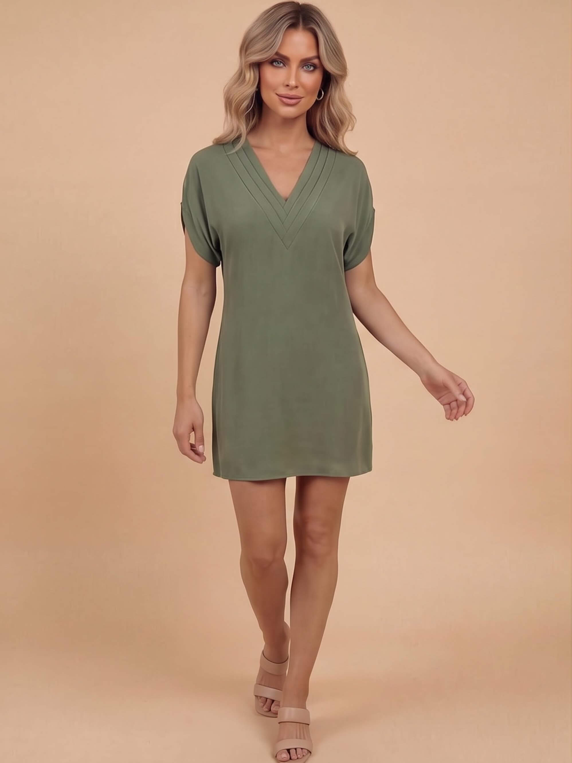 Women’s V-Neck Draped Mini Dress