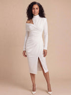Women’s Asymmetric Off-Shoulder Draped Midi Dress