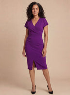 Women’s Midi Dress – Elegant V-Neck Silhouette with Front Split