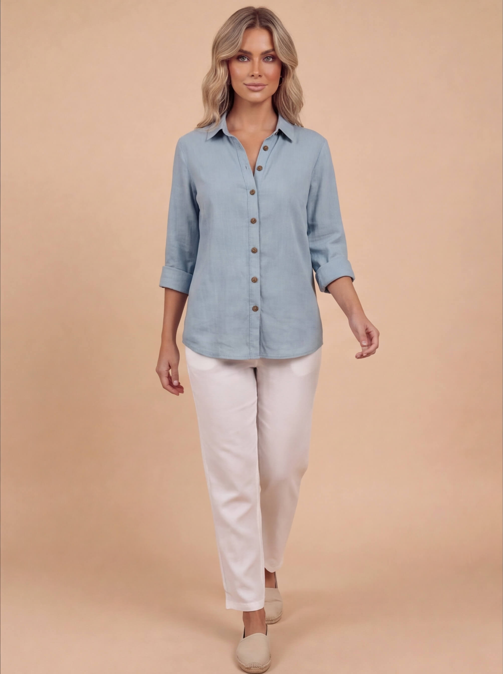 Women’s Top – Lightweight Long-Sleeve Relaxed Blouse