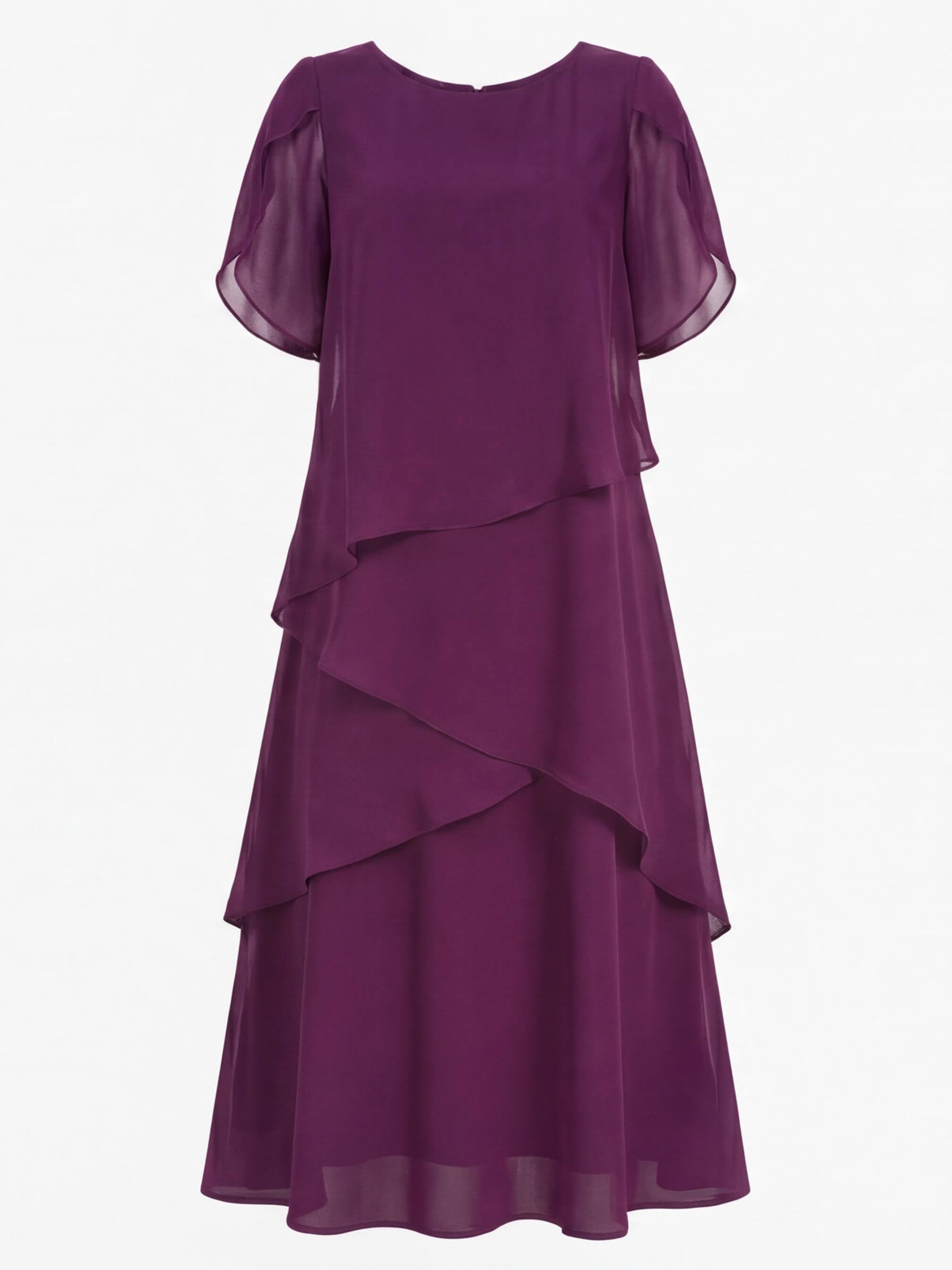 Women’s Elegant Chiffon Layered Dress – Round Neck