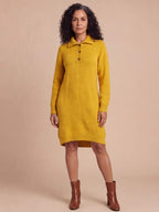 Women’s Knit Midi Dress with Button Front