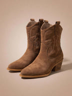 Savannah Suede Cowboy Ankle Boots