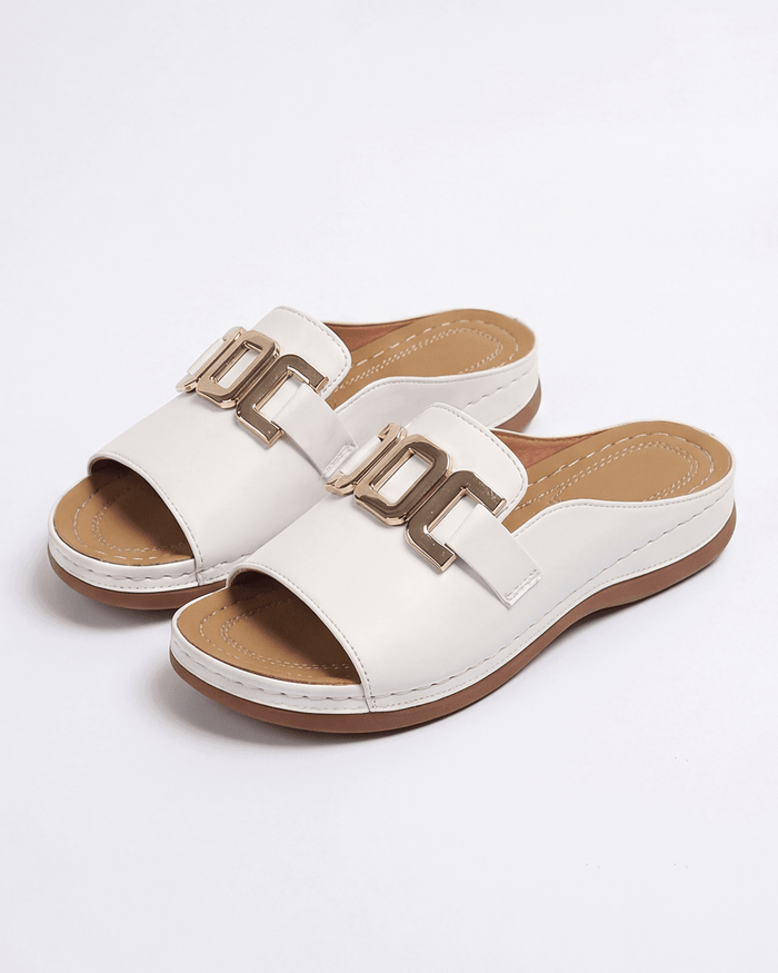 Women’s Gold Chain Detail Slide Sandals