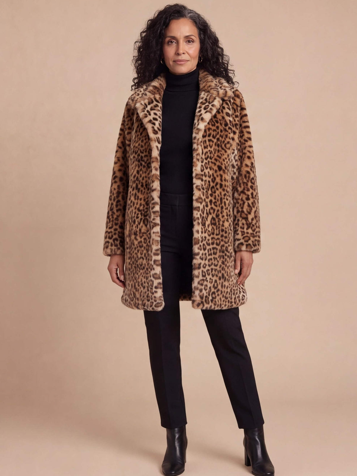 Women’s Leopard Print Faux Fur Coat