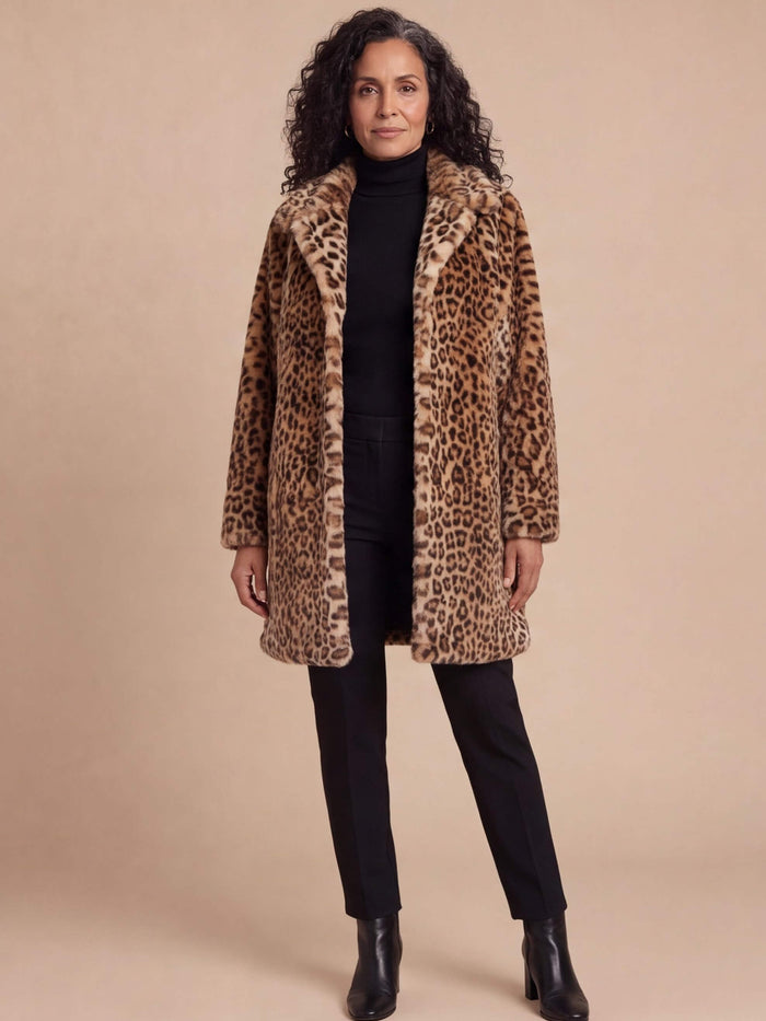 Women’s Leopard Print Faux Fur Coat