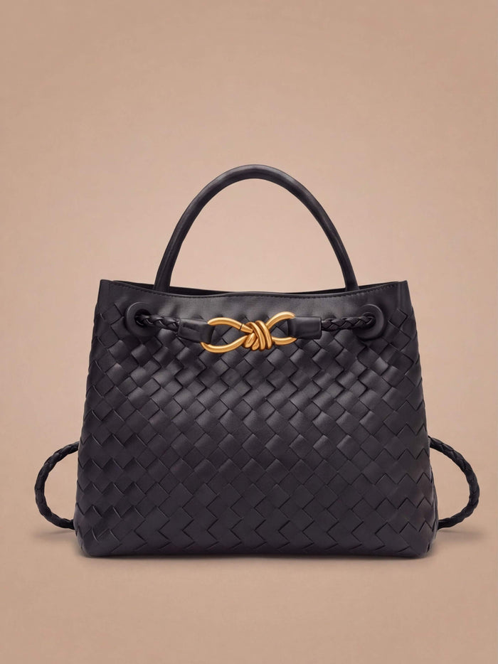 Women’s Woven Handbag with Braided Handle Detail